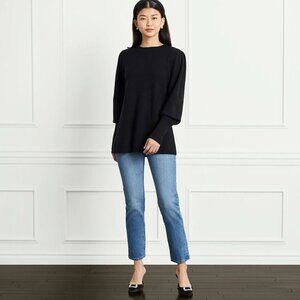 NWT Hill House Silvia Merino Wool Puff Sleeve Sweater Black XS